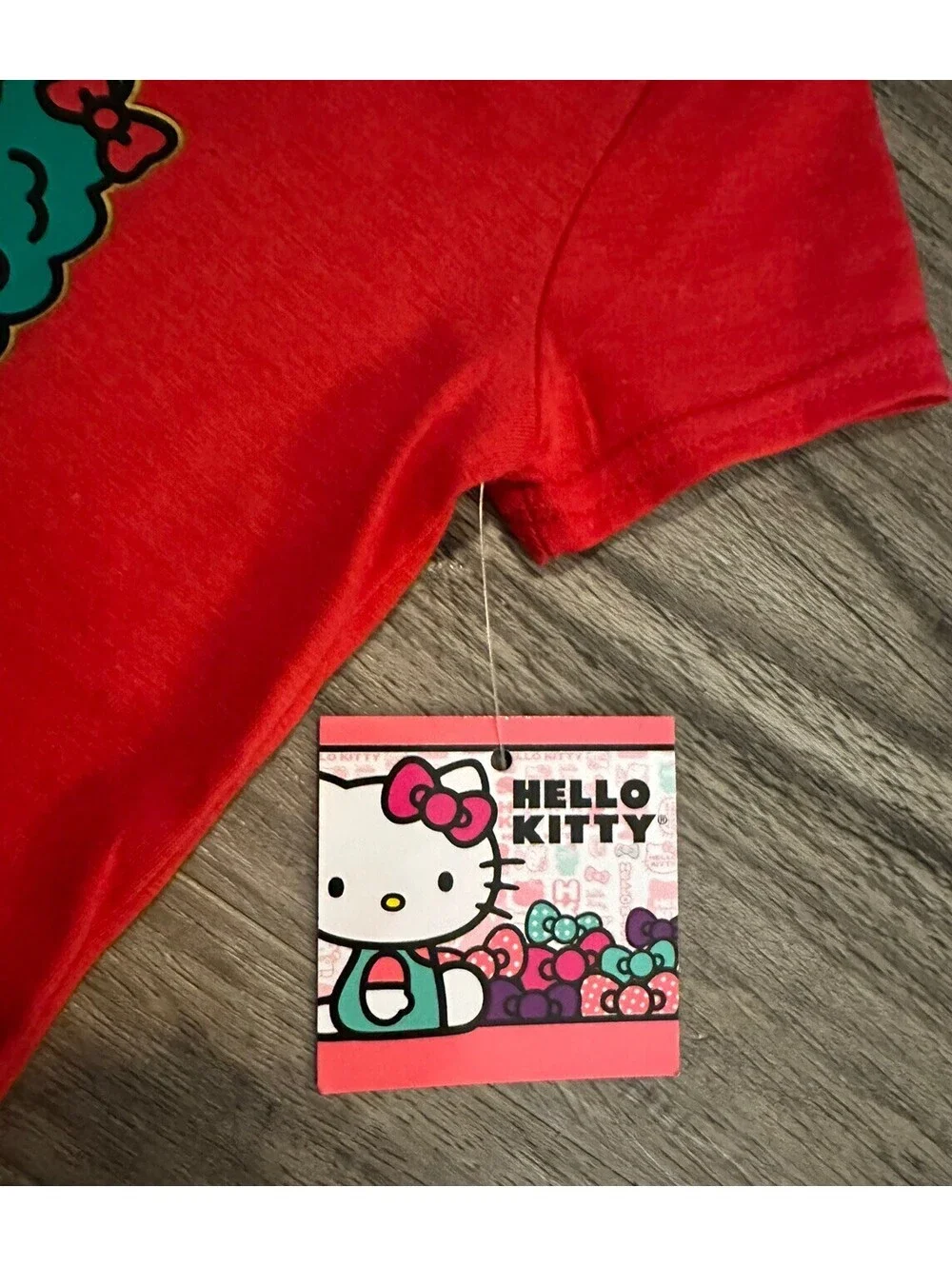 New Hello Kitty Toddler Girls Happy Holidays Size 3T Red Short Sleeve Shirt NWT